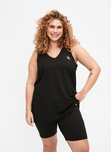 ZizziSporttopje met V-hals, Black, Model image number 0