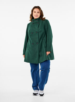 ZizziKorte trenchcoat met A-lijn, Trekking Green Mel., Model image number 3