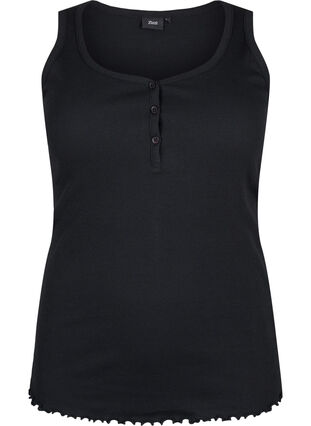 ZizziRibtanktop met knopen, Black, Packshot image number 0