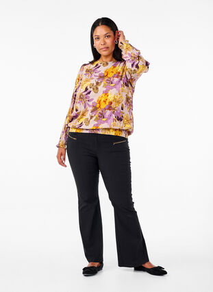 ZizziSmock blouse met bloemenprint, Purple Flower, Model image number 2