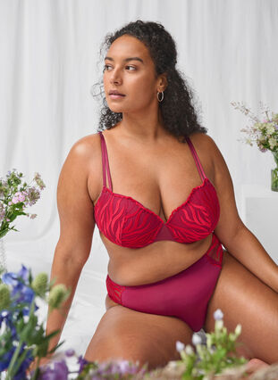 Zizzi Soutien-gorge moulé à motif brodé, Rhododendron, Image image number 0