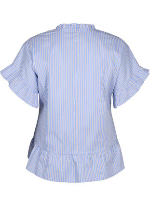 ZizziGestreepte blouse met peplum en ruches, Blue Stripe, Packshot image number 1