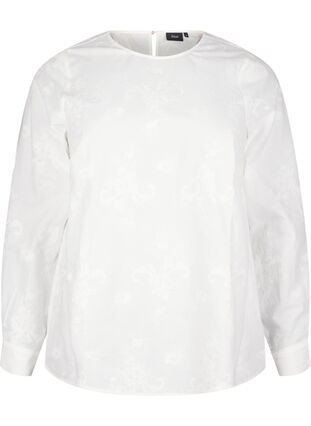 ZizziBlouse met lange mouwen en borduurwerk, Bright White, Packshot image number 0