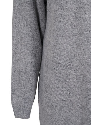 Zizzi Long cardigan tricoté avec poches, Medium Grey Melange, Packshot image number 3