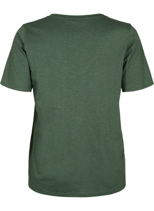 ZizziBasic t-shirt met korte mouwen en v-hals, Thyme, Packshot image number 1