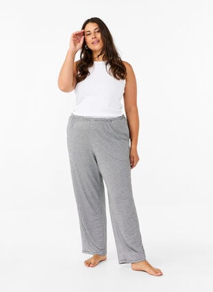 Zizzi Pantalon de pyjama à poches, Striped DGM , Model image number 0