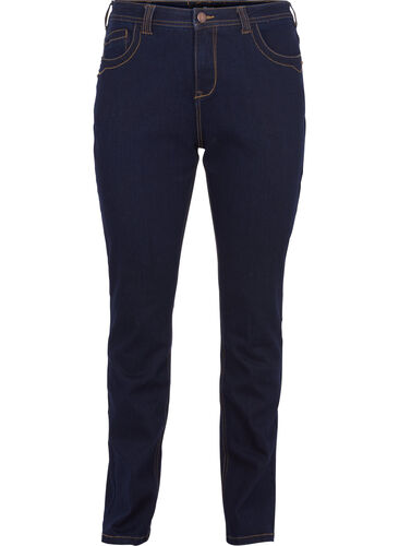 Zizzi Jean Vilma coupe slim à taille haute, Dk blue rinse, Packshot image number 0