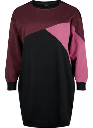 Zizzi Long sweat-shirt avec colorblock, Fudge Color B. , Packshot image number 0