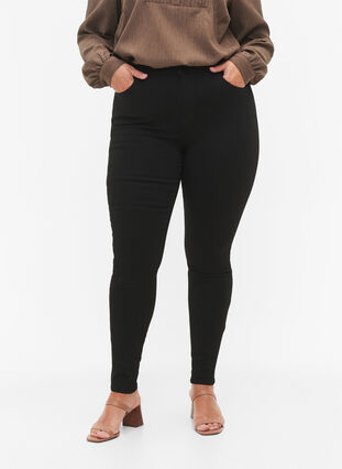 ZizziStay black Amy jeans met hoge taille, Black, Model image number 3