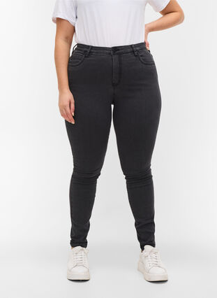 Zizzisuper slim fit Amy jeans met hoge taille, Grey Denim, Model image number 3