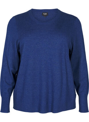 ZizziFLASH - Gebreide blouse met ronde hals, Estate Blue Mel., Packshot image number 0