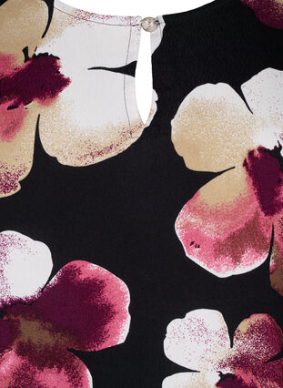 ZizziViscose blouse met print en smok, Black Pink FlowerAOP, Packshot image number 2