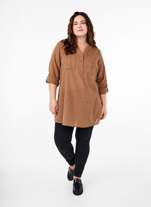 ZizziKatoenen tuniek met 3/4 mouwen, Coca Mocha, Model image number 2