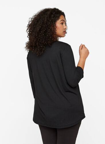 ZizziTraining blouse met 3/4 mouwen, Black, Model image number 1