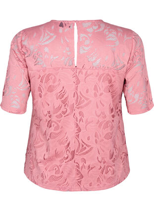 ZizziKanten blouse met korte mouwen, Dusty Rose, Packshot image number 1