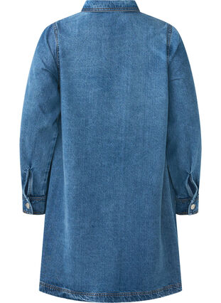 Zizzi Robe courte en denim, manches longues, forme trapèze, Blue Denim, Packshot image number 1