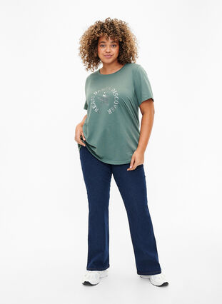 ZizziFLASH - T-shirt met motief, Balsam Green Star, Model image number 2