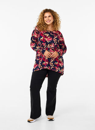 ZizziGebloemde blouse met lange mouwen, Ev. Blue Rose Fl.AOP, Model image number 2