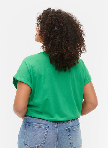 ZizziT-shirt met korte mouwen van katoenmix, Kelly Green, Model image number 1