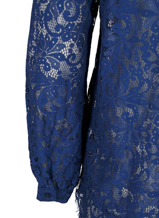 ZizziKanten blouse met strikdetail, Estate Blue, Packshot image number 3