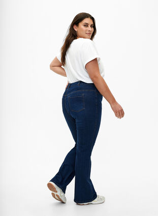 ZizziEllen bootcut jeans met hoge taille, Dark Blue, Model image number 1