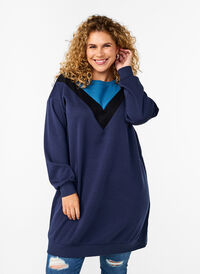 Lang sweatshirt met colourblock, Navy B. Color Block, Model