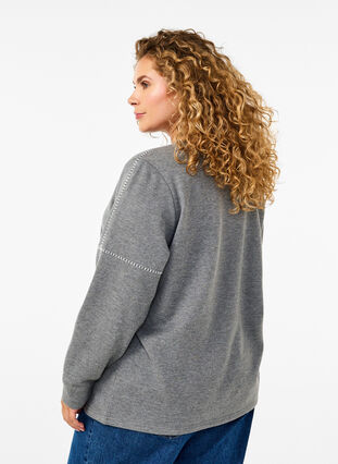 Zizzi Sweat-shirt avec coutures contrastées, Medium Grey Mél, Model image number 1