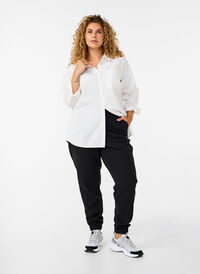 Broek met elastiek in de taille en bij de enkels, Black, Model