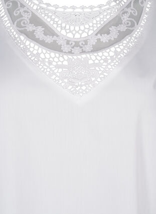 ZizziBlouse met korte mouwen en kant detail, Bright White, Packshot image number 2