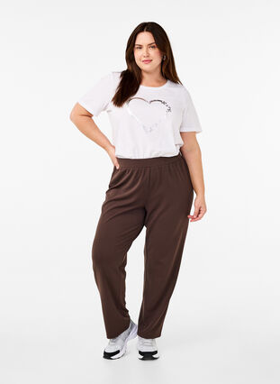 ZizziFLASH - Broek met rechte pasvorm, Chocolate Brown, Model image number 0