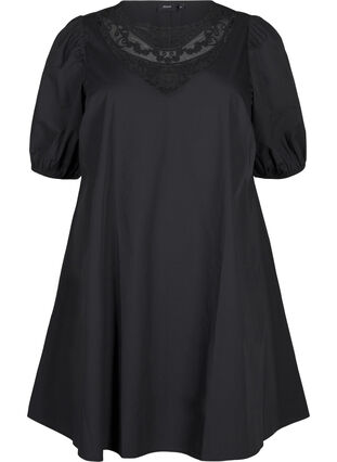 Zizzi Robe courte avec détails en dentelle, Black, Packshot image number 0