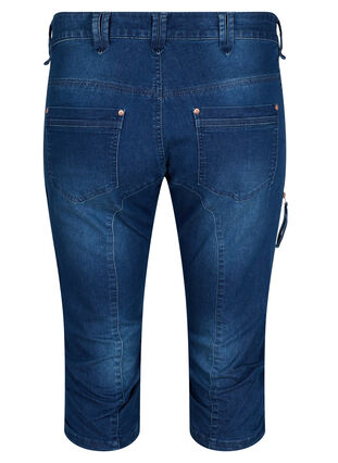 ZizziSlim fit capri jeans met zakken, Dark blue denim, Packshot image number 1