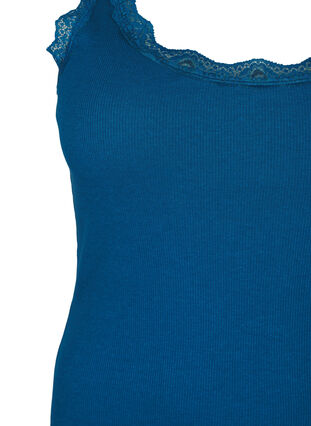 Zizzi Top avec finitions en dentelle, Blue Opal, Packshot image number 2