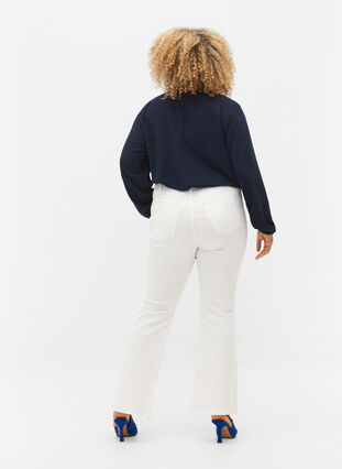 Zizzi Jeans bootcut Ellen à taille haute, White, Model image number 1