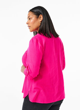 ZizziShirtblouse met knoopsluiting van katoen-linnenmix, Bright Rose, Model image number 1