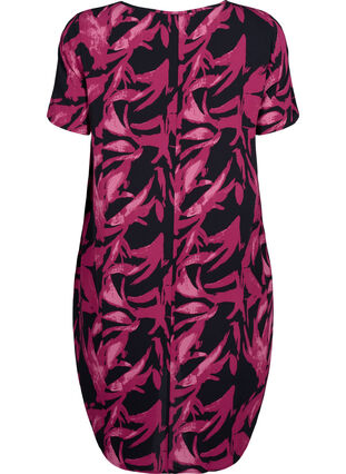 Zizzi Robe à manches courtes avec imprimé, Bl.Purple Leaf AOP, Packshot image number 1