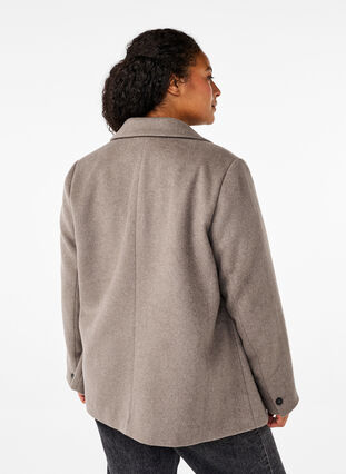 ZizziWollen blazer met geborstelde textuur, Desert Taupe Mel., Model image number 1