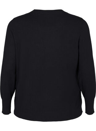 ZizziFLASH - Gebreide blouse met ronde hals, Black, Packshot image number 1