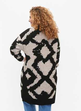 Zizzi Cardigan tricoté à motifs, Black Comb, Model image number 1